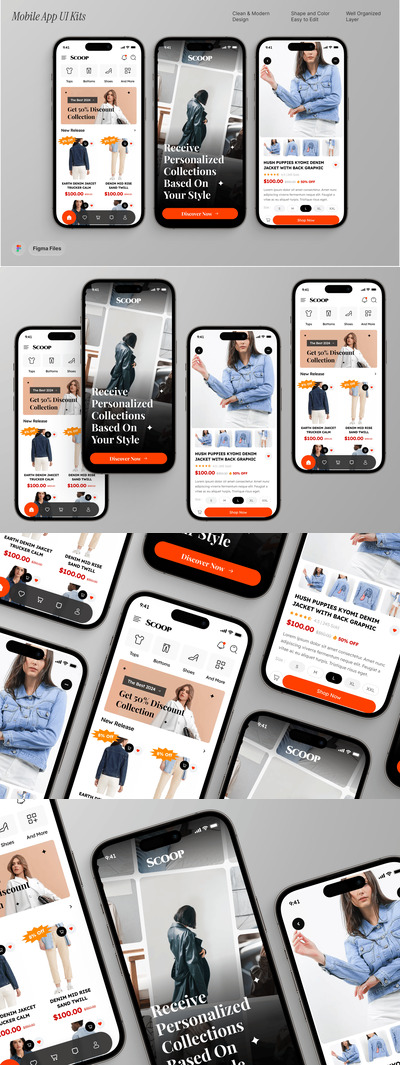 现代时尚电子商务移动应用UI套件