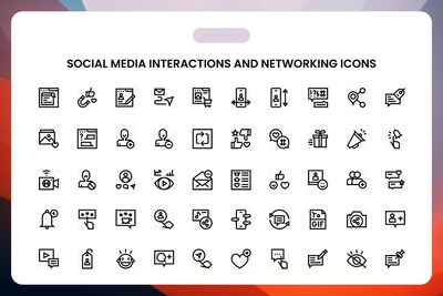社交媒体互动和网络图标