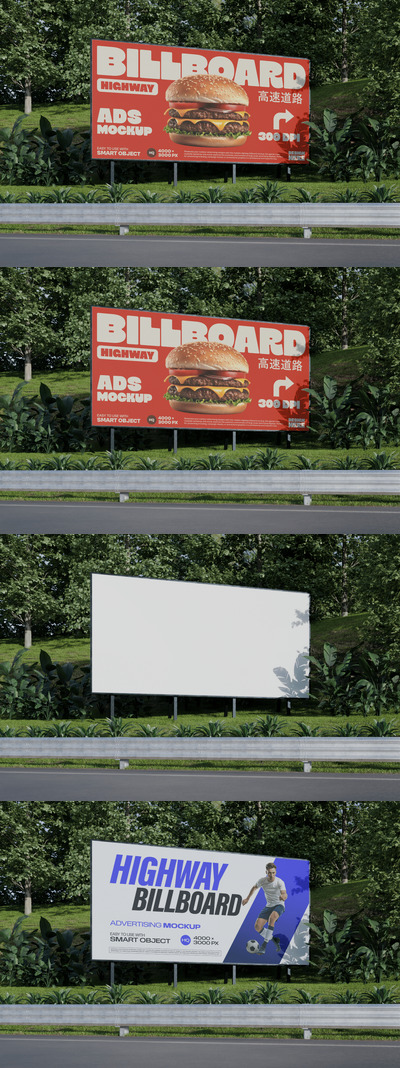 逼真的高速公路广告牌模型