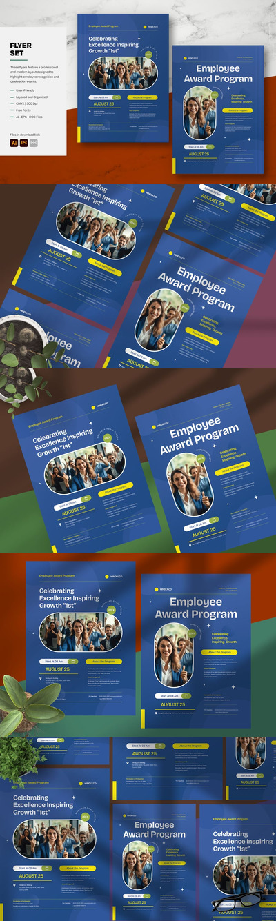 清洁员工奖励计划传单蓝色