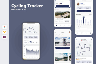 骑行追踪器移动应用 UI 套件