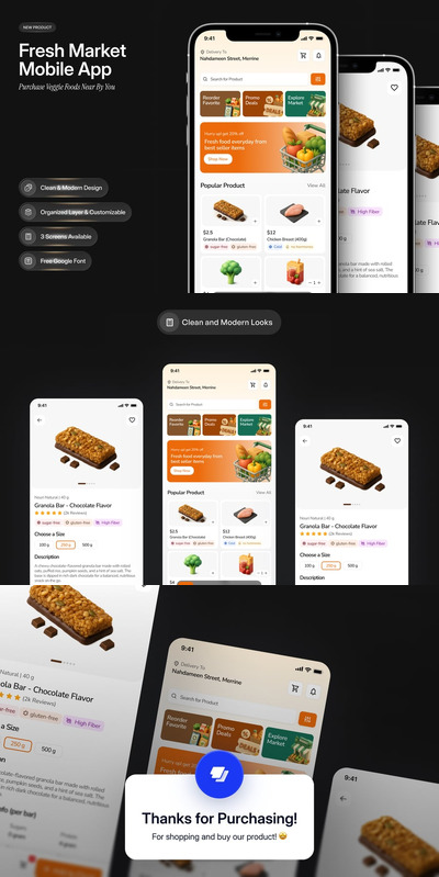 新鲜市场移动应用 UI 设计套件