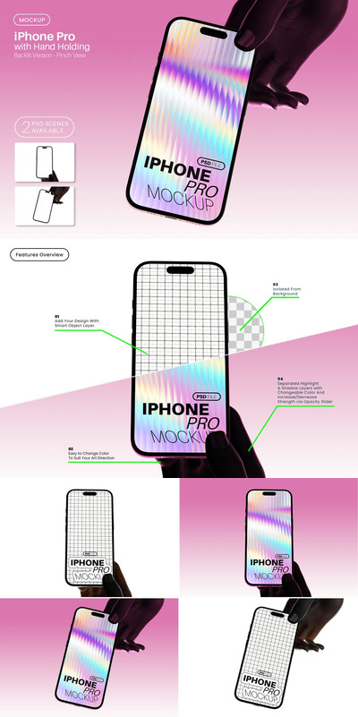 iPhone Pro 屏幕模型（带手部背光）