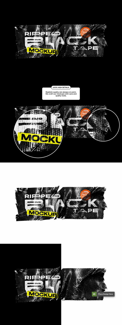 撕裂的黑色胶带模型