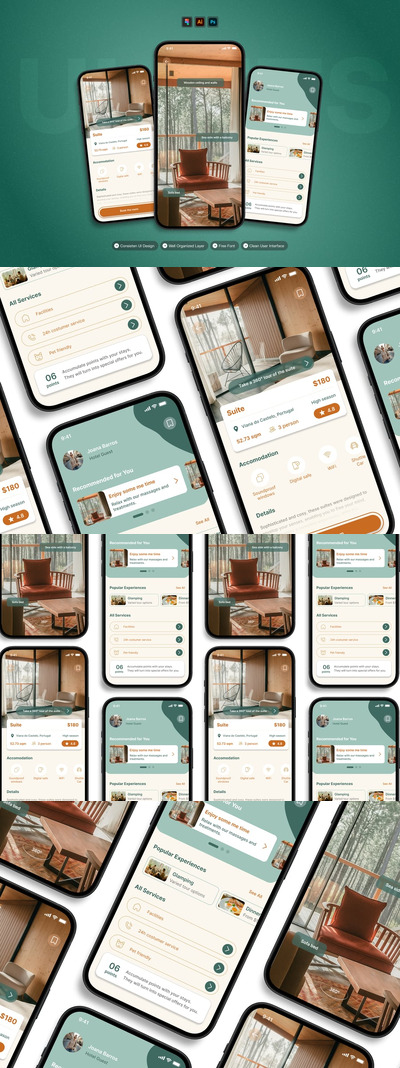 酒店预订 – 移动应用 UI 套件