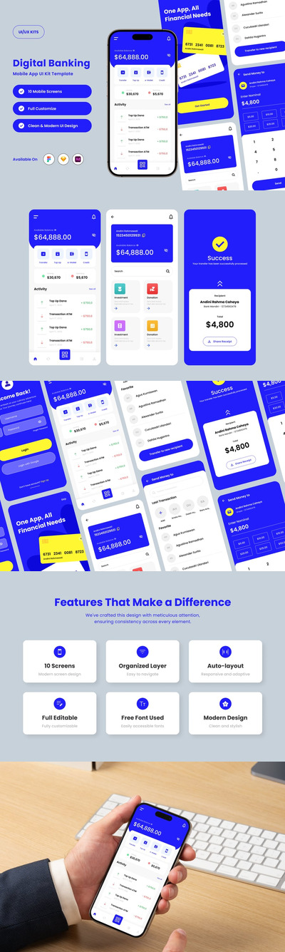 EzyPay – 高效的数字银行应用程序 UI 套件