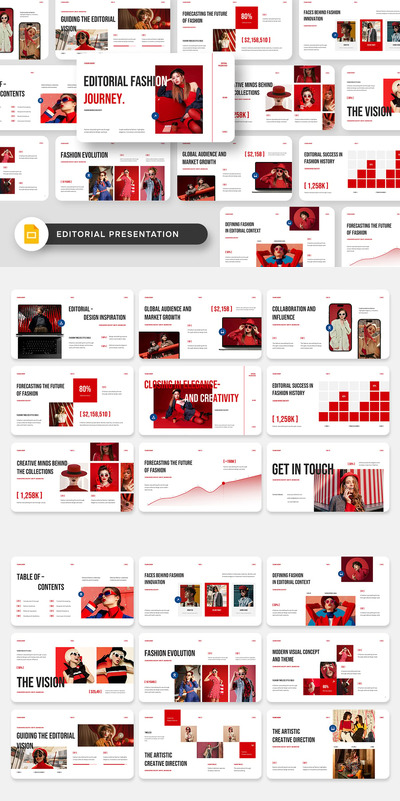 红白时尚品牌瑞士风格谷歌幻灯片