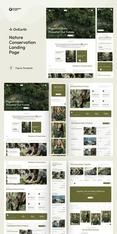 OnEarth – 自然保护着陆页 Figma
