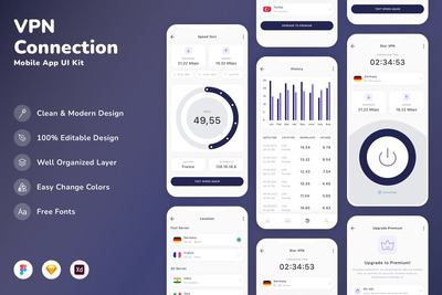 VPN 连接移动应用 UI 套件