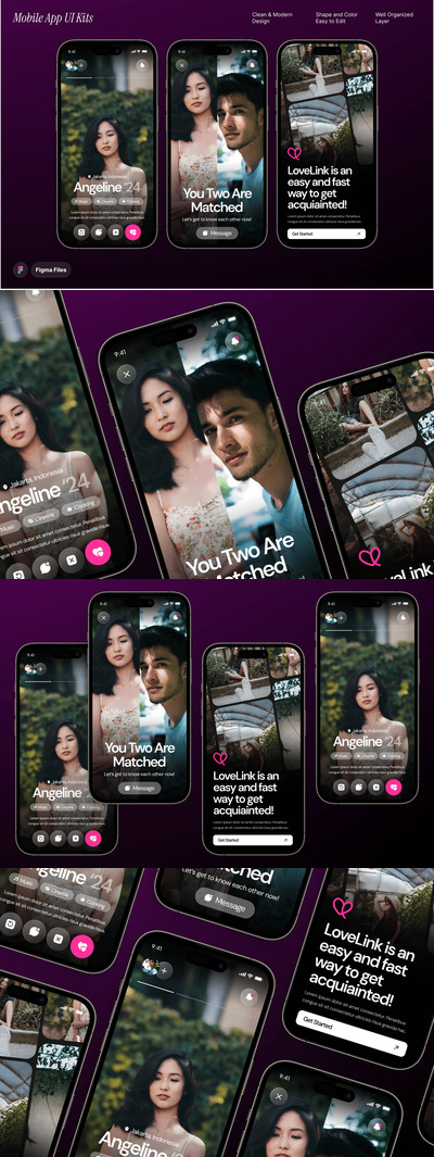 LoveLink – 交友应用移动端 UI 套件