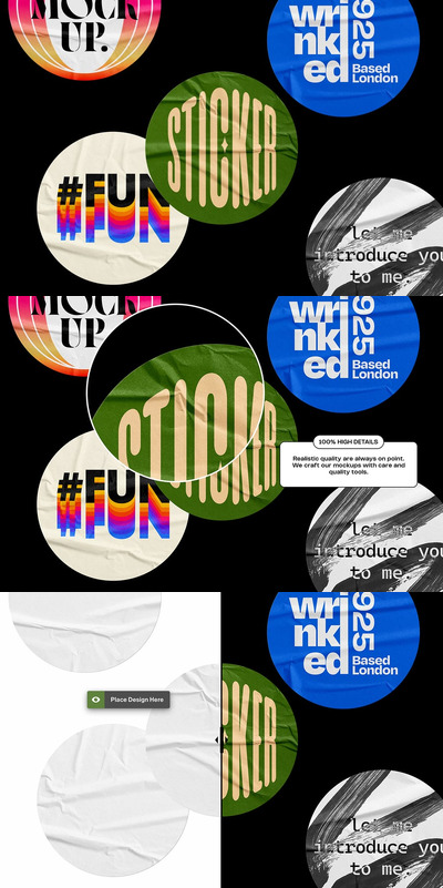 皱巴巴的贴纸模型