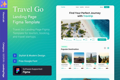 旅行指南落地页 Figma 模板
