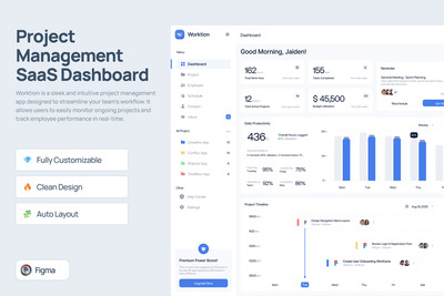 SaaS项目管理仪表盘 – Worktion