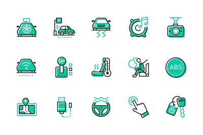 驾驶与汽车保养 – 线条设计图标集