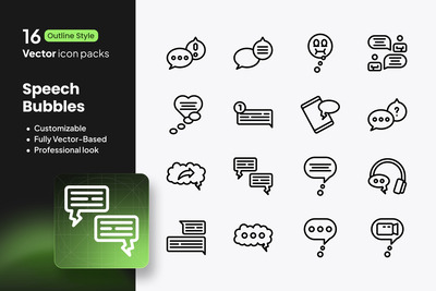 对话气泡图标 – 16 个矢量轮廓
