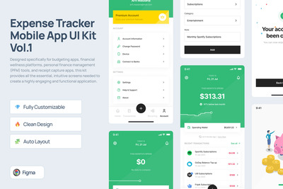 费用追踪移动应用 UI 套件 Vol.1 – Trakki
