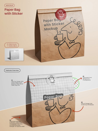 带标签的纸袋模型