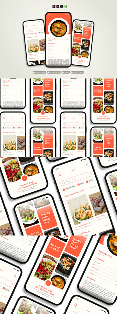 食谱美食 – 移动应用 UI 套件