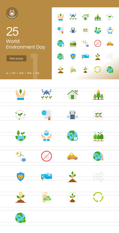 25个世界环境日扁平化多色图标