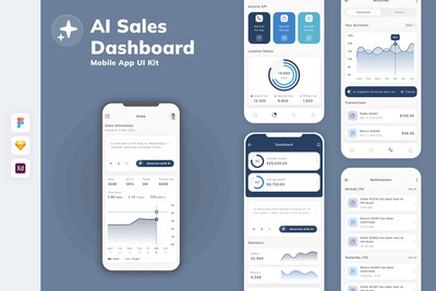 AI销售仪表盘移动应用UI套件