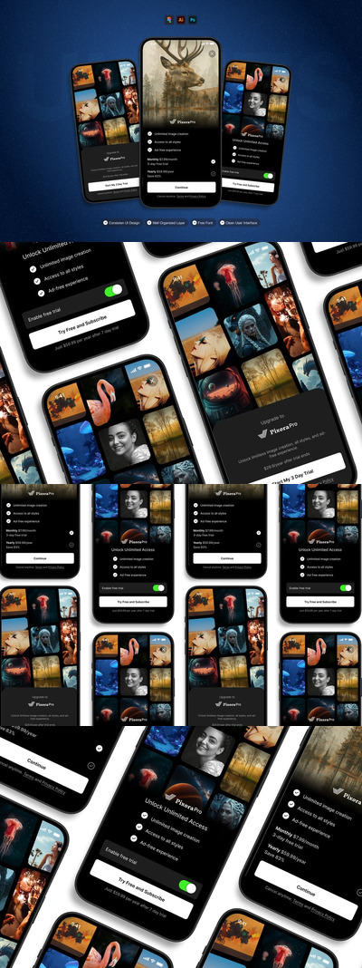 AI图像生成器 – 移动应用UI套件