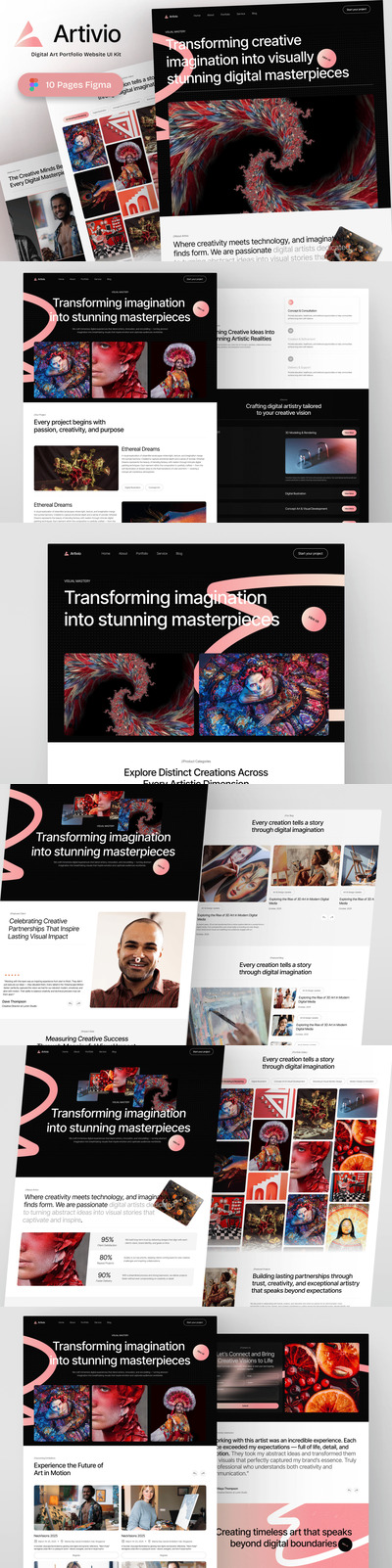 Artivio – 数字艺术作品集网站 UI 套件