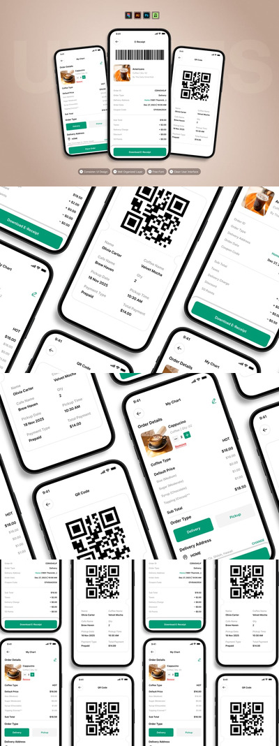 咖啡店账单 – 移动应用 UI 套件