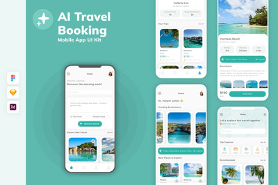 AI 旅行预订移动应用 UI 套件