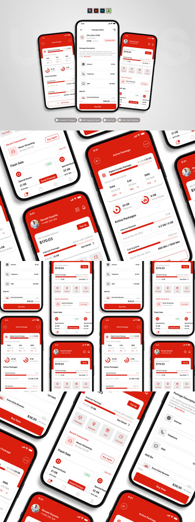 互联网服务提供商 – 移动应用 UI 套件