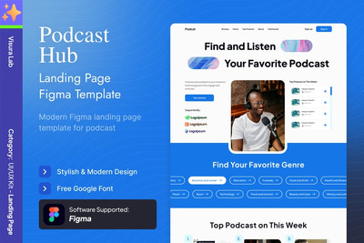播客中心着陆页 Figma 模板