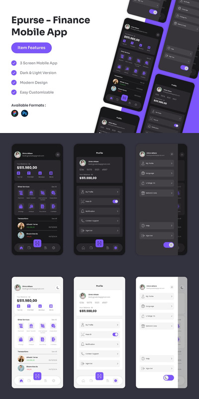 Epurse – 金融移动应用 UI 套件