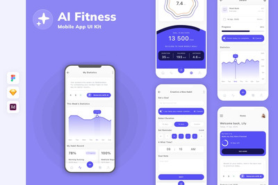 AI习惯追踪器移动应用UI套件