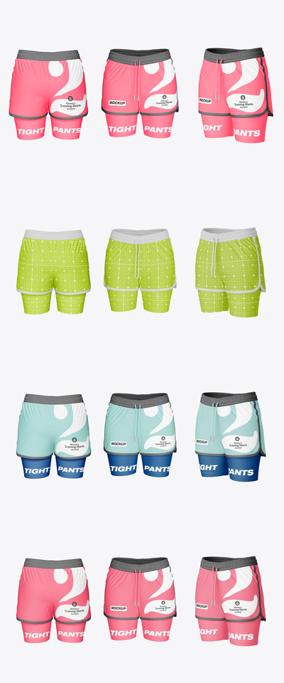 女士运动短裤搭配紧身裤层样机