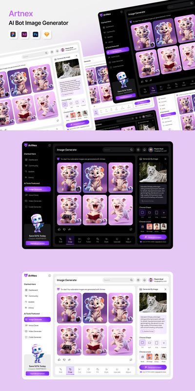 Artnex – AI 图像生成器仪表板 UI 套件