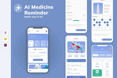AI 用药提醒移动应用 UI 套件