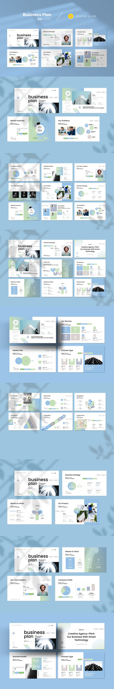 包含信息图表的商业计划书 Google 幻灯片