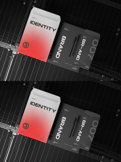 信封和文件品牌设计样机套装