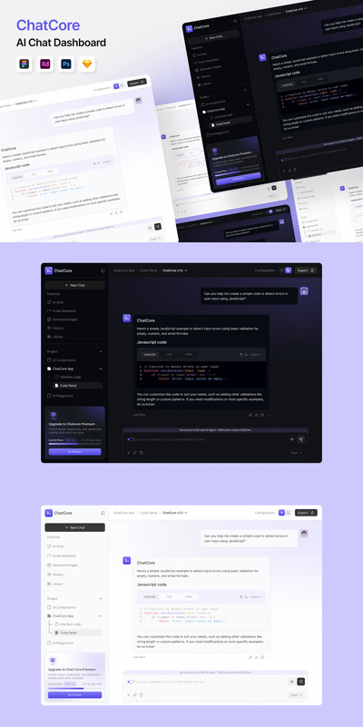 ChatCore – AI聊天机器人仪表盘UI套件