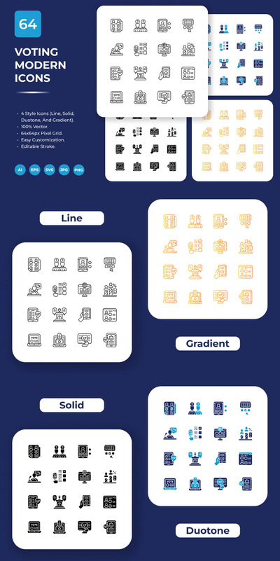 投票现代图标包
