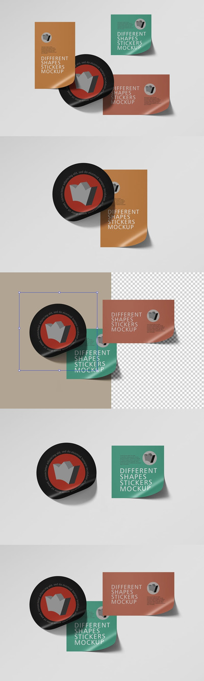 不同形状贴纸样机