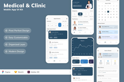 医疗诊所移动应用 UI 套件