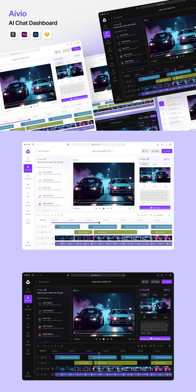 Aivio – AI 视频生成器仪表板 UI 套件