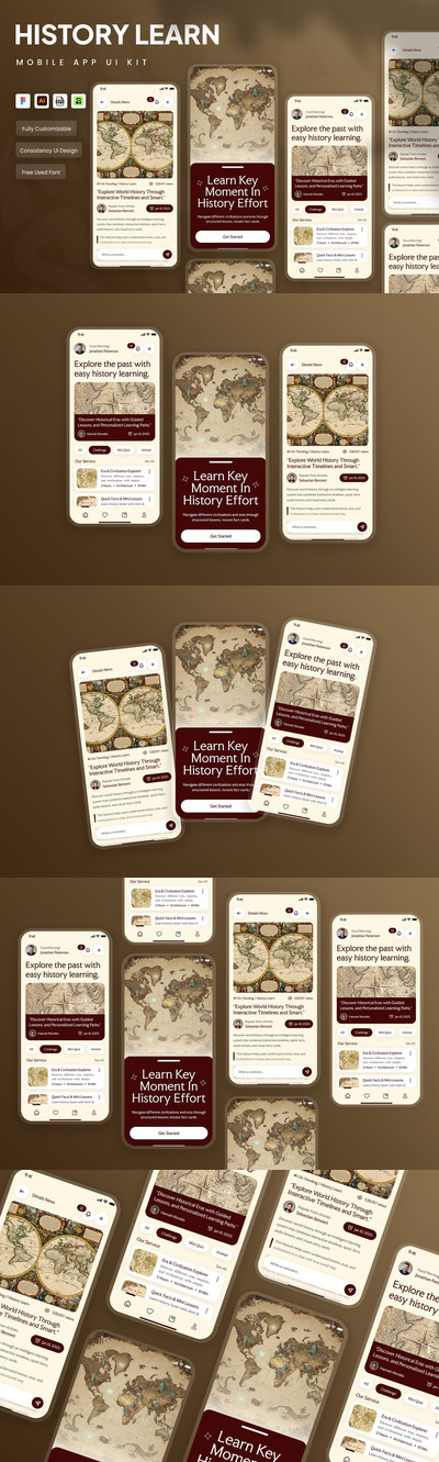 历史学习移动应用 UI 套件