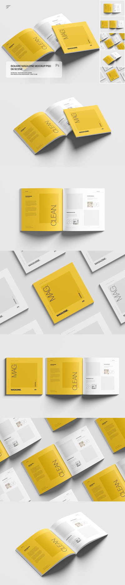 方形杂志样机套装 PSD