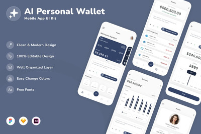AI个人钱包移动应用UI套件