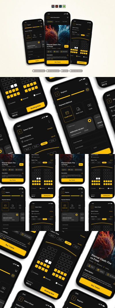 影院订票 – 移动应用 UI 套件