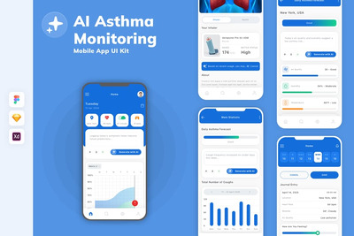 AI哮喘监测移动应用UI套件