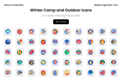 冬季营地和户外图标
