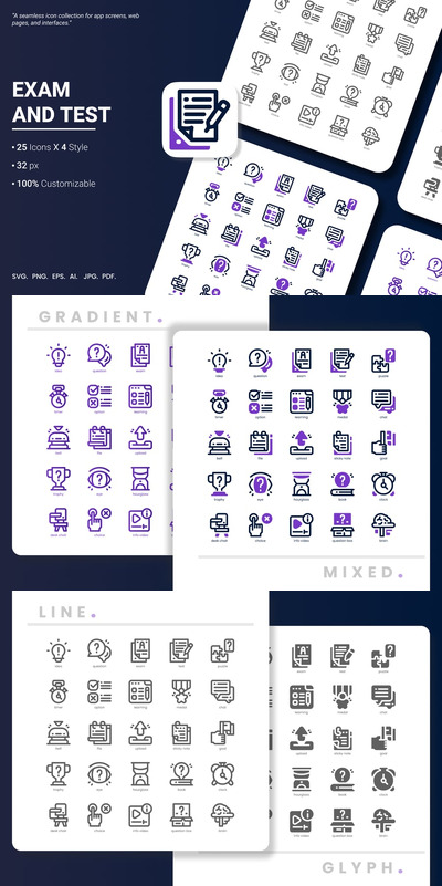 考试和测试图标包