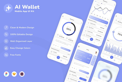 AI钱包移动应用UI套件